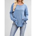 thumbnail image 5 of Oversized Sweaters for Women Casual Long Sleeve Crewneck Knit Cozy Pullover Sweater Jumper Top Blue L, 5 of 8