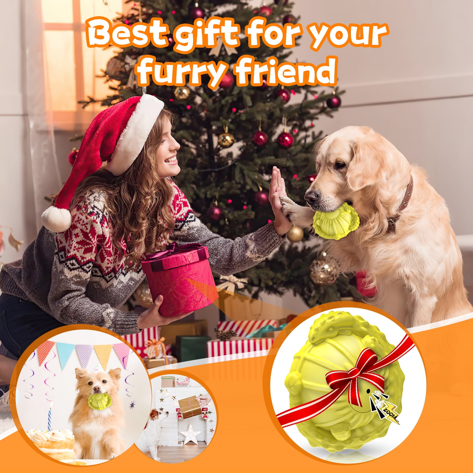 Indestructible Squeaky Dog Balls for Large Dogs – Durable Natural Rubber Chew Toy, Interactive Fetch & Water Play, Milk-Scented, Teeth Cleaning, Aggressive Chewers