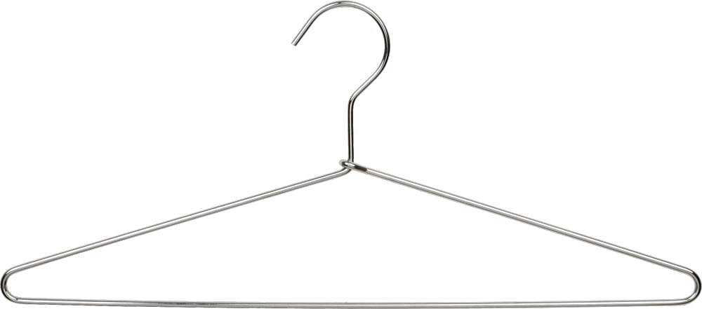 Slim Metal Suit Hanger with Fixed Bar and Chrome Finish, Box of 25 Strong Steel Hangers with Fixed Hook and Pant Bar by International Hanger