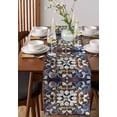 thumbnail image 4 of Orange Blue Ethnic Table Runner 72 Inches, Rustic Boho Flowers Impressionist Bed Runner Dresser Scarves Tabletop for Indoor Outdoor Parties/Ceremony/Banquet, 13" x 72", 4 of 8
