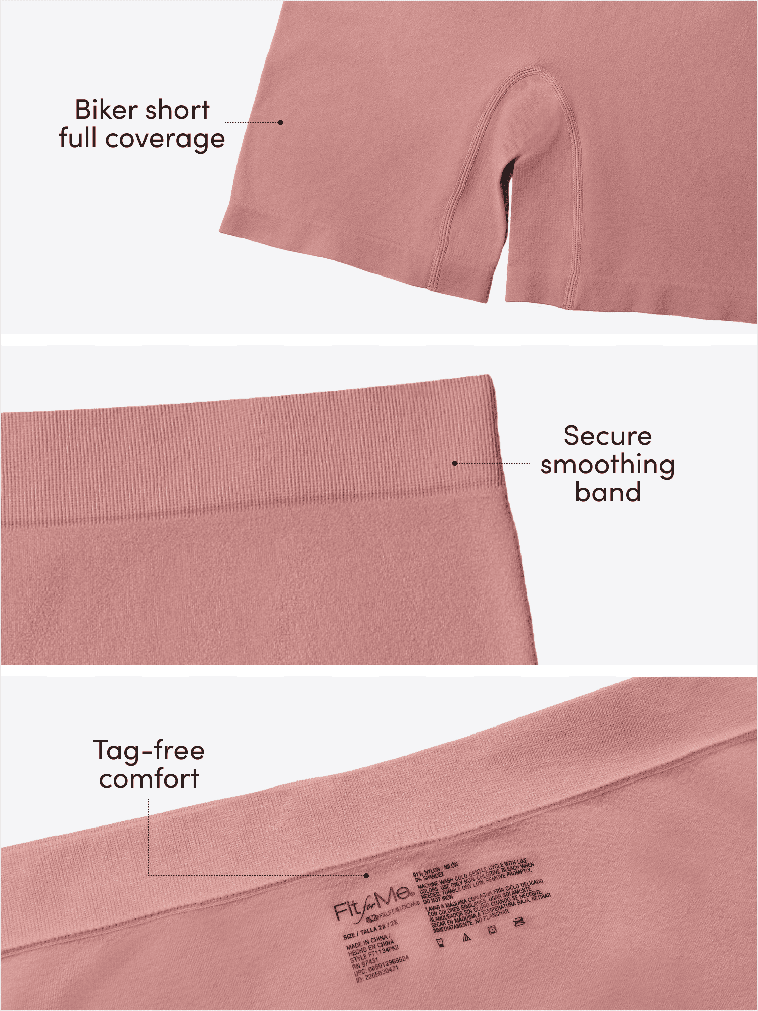 Fit for Me by Fruit of the Loom Women's Plus Size Seamless Short, 2-Pack, Sizes 1X-4X