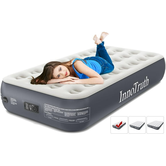 InnoTruth Twin Air Mattress with Built-in Pump, 13"" Raised Comfort, Durable Inflatable Bed for Home & Guests, Easy Setup, Ideal for Travel & Camping, Dark Gray