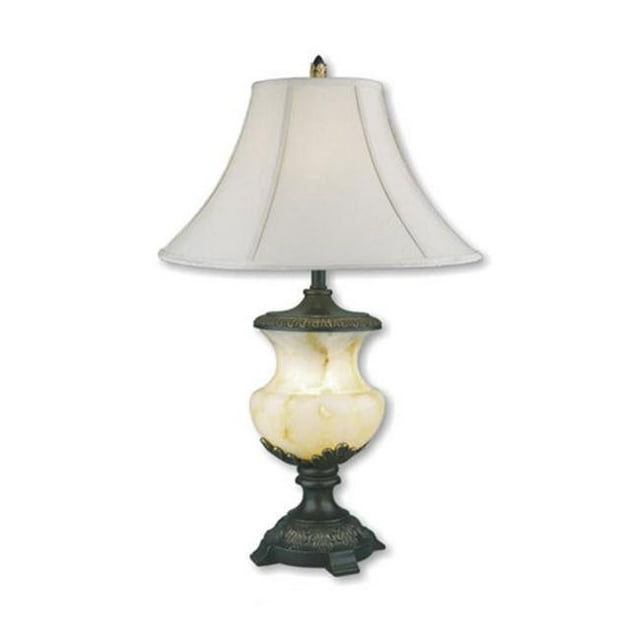 00ORE8193 32 Inch Alabaster Table Lamp with Night Light