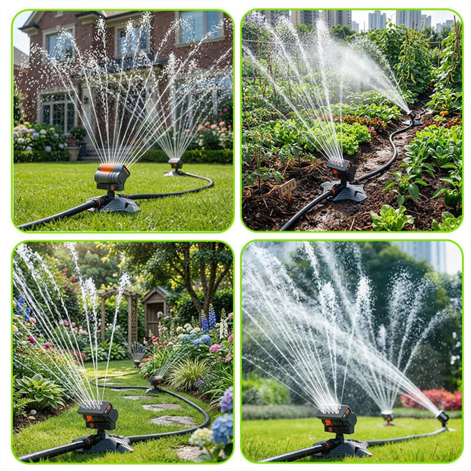 16-Nozzle Oscillating Sprinkler with Dual-Zone Sprinkler Water Timer, Upgraded Mini Turbo Oscillating Water Sprinklers for Lawn Yard Garden Watering, Adjustable Width, Range & Flow Rate
