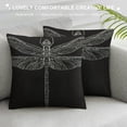 thumbnail image 3 of Wuche  Dragonfly 18x18 Inch Pillow Case Black White Insect Dragonflies Wings Nature Throw Pillow Cover Decorative Square Cushion  Canvas for Women Men Sofa Bed Multiple specifications, 3 of 5
