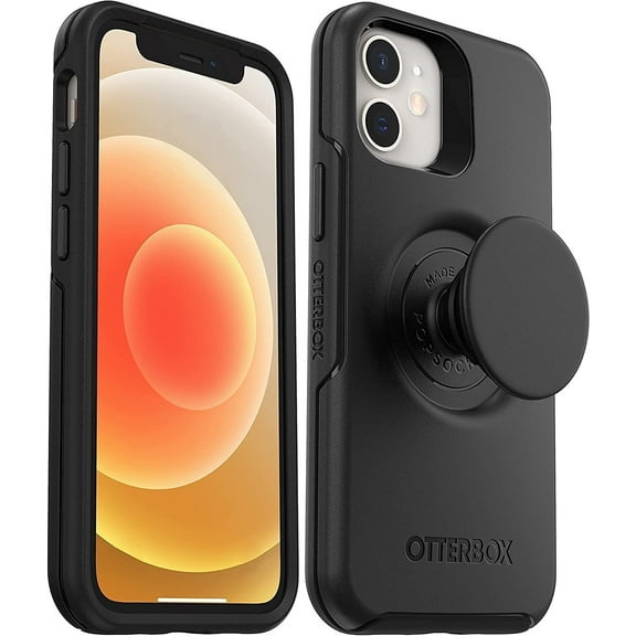 OtterBox   PopGrip Symmetry Series Case for iPhone 12 Mini, Retail Packaging - Black