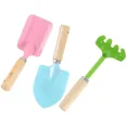 thumbnail image 1 of Herramientas de jardinería de color caramelo para niños, mini paleta de metal con mango de madera, rastrillo y pala para jardinería, 3 piezas (color: como se muestra, tamaño: talla única), 1 of 5