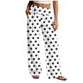 thumbnail image 7 of Zysthvn Wide Leg Women's Summer Pants Casual Polka Dot High Waisted Trousers for Women with Pockets Elastic Waist Loose Drawstring Pants, 7 of 7