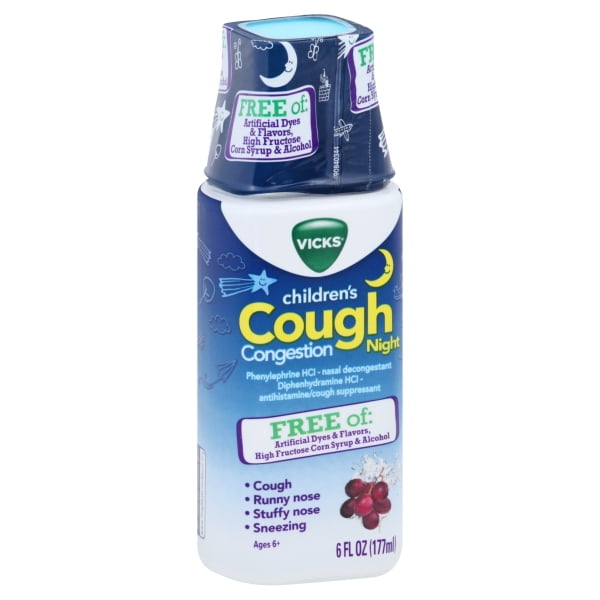 Vicks Children’s Cough & Congestion NIGHT Relief, FREE OF Artificial