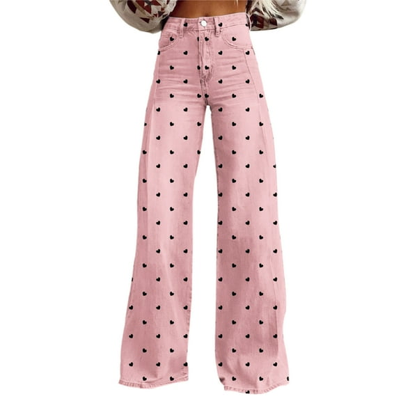 Womens Pants Dressy Casual, Comdrip Ladies' Small Fresh Casual Wide Leg Pants with Pockets Women Work Pants Pink L