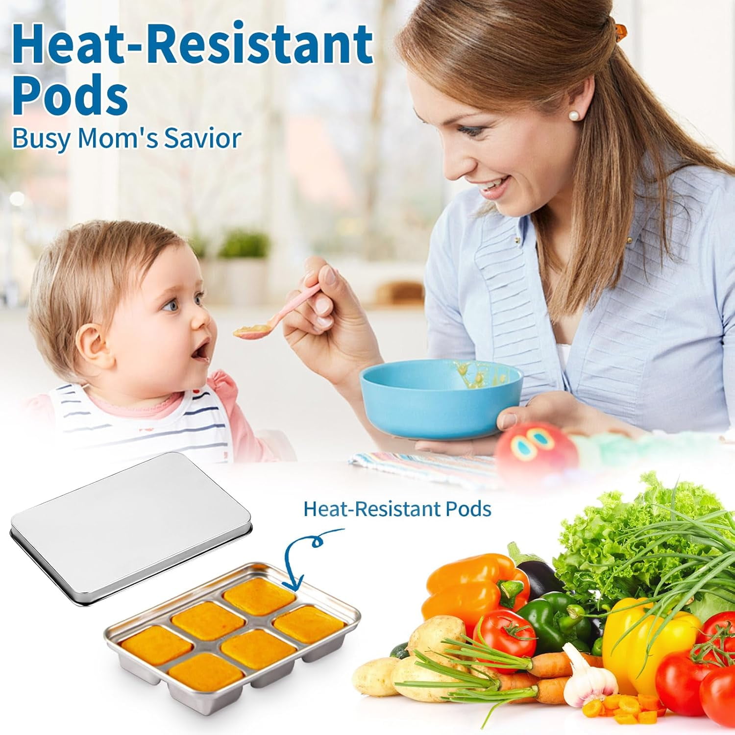 Stainless steel ice cube tray for quick ice retrieval, 6-compartment large ice cube maker, and baby food box - single (1)