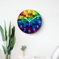 thumbnail image 4 of 12 Inch Wall Clock Battery Operated Silent Clock Decorative for Office, Kitchen, Outdoor, Living Room，Rainbow of Colorful Boxes Lovely Design, 4 of 4