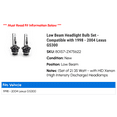 thumbnail image 2 of Low Beam Headlight Bulb Set - Compatible with 1998 - 2004 GS300 1999 2000 2001 2002 2003, 2 of 2