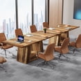 thumbnail image 5 of Tribesigns 63" Dining Table for 6, Farmhouse Wood Table Kitchen Table with Double Pedestal, Rustic Brown, 5 of 9