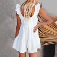thumbnail image 6 of Womens Summer Jumpsuits Wide Leg Ruffles Flowy Loose Plain Short Rompers Woman Jumpsuit Wedding Outfit Womens Jumpsuits for Summer Jumpsuit Lace Jumpsuit Satin Jumpsuit Long Sleeve Women's Pocket, 6 of 7