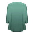 thumbnail image 4 of Cavosen Womens Workout Tops 3/4 Sleeve with Button Pullover Tunic Tees Round Neck Gradient Tops Dressy Flowy Loose Fit Shirts Ruched Pleated Peplum Blouse Stylish Green L, 4 of 4