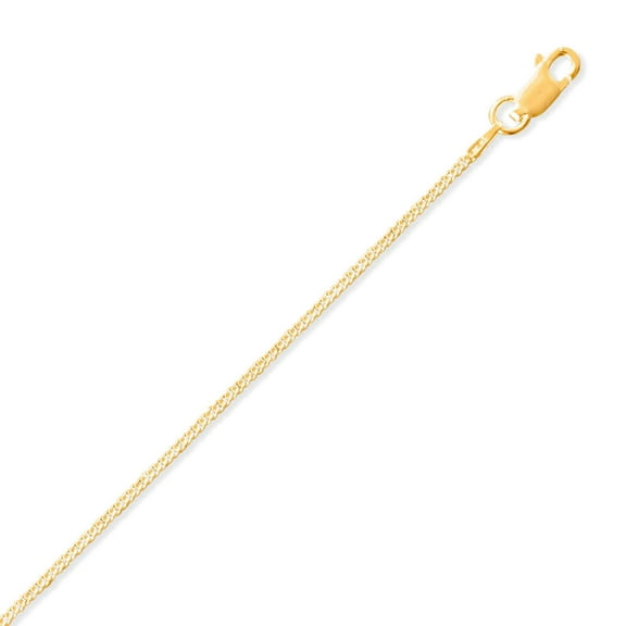14k Gold Plated 925 Sterling Silver Curb Chain Necklace 1.4mm 1 Micron Lobster Clasp Closure 16 Inch Chain Necklace for