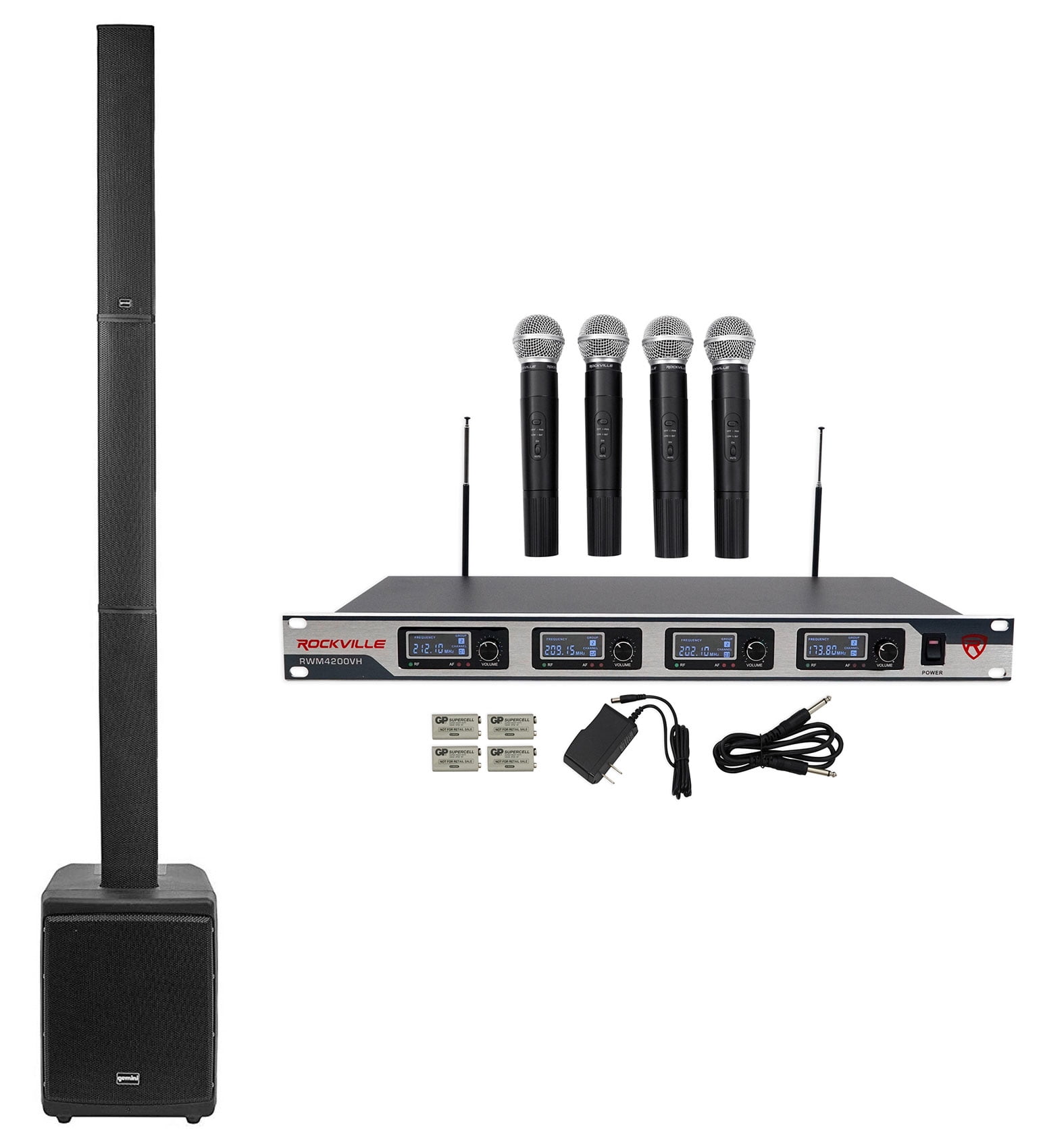 Gemini WRX-843 Line Array Portable PA DJ Speaker System+8" Sub+(4 ...