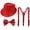 red, variant on Byfri Silver Sequin Fedora Hat Set with Suspenders Bow Tie, Sparkly Party Outfit for Men Women, Silver 60cm