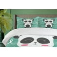 thumbnail image 4 of Ambesonne Panda Duvet Cover Set, Woodland Items Drawn by Hand, 2-Calking, Dark Grey Mustard, 4 of 7