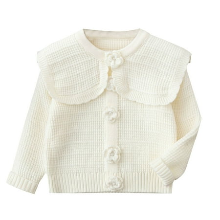 

8QIDA Sweaters for Girls 7-8 Girls Cardigan Sweaters Kids Cardigan Floral Embroidered Knitted Outwear 6-12 Months