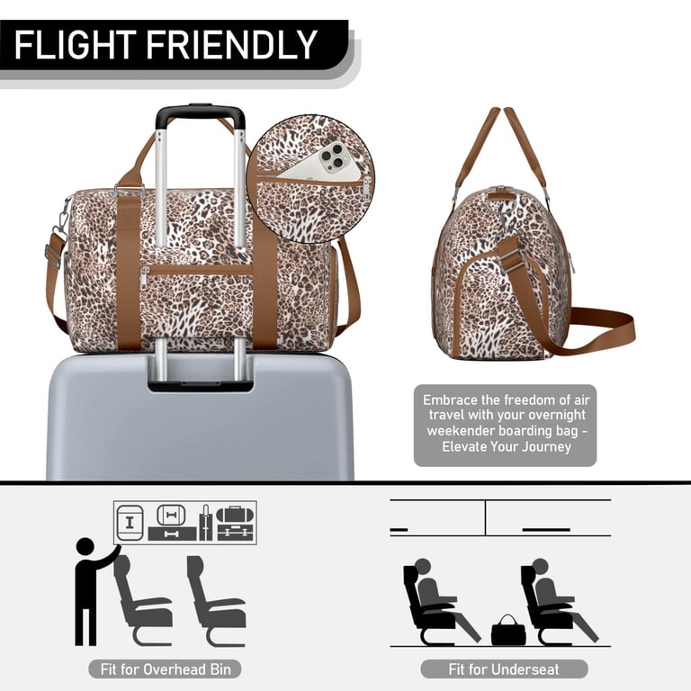Weekender Bag Overnight Travel Carry On Duffel with Shoe Pouch (leopard) 21 main image 4