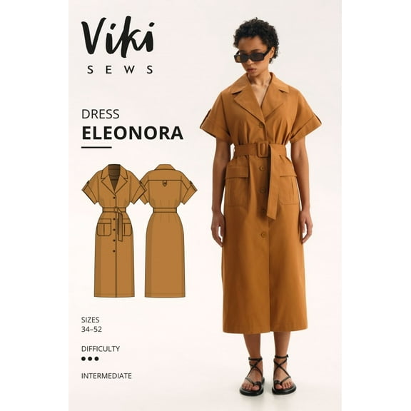 Vikisews Sewing Pattern Eleonora Dress Women UK 4-22 Dresses