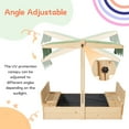 Kids Wooden Sandbox Outdoor with 2 Bench Seats and Height Adjustable