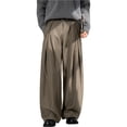 thumbnail image 6 of RUTAYY Men's Wide Leg Dress Pants Button Waist Pleated Design Solid Color Side Pockets Fashion Daily Bottoms Khaki, 6 of 7