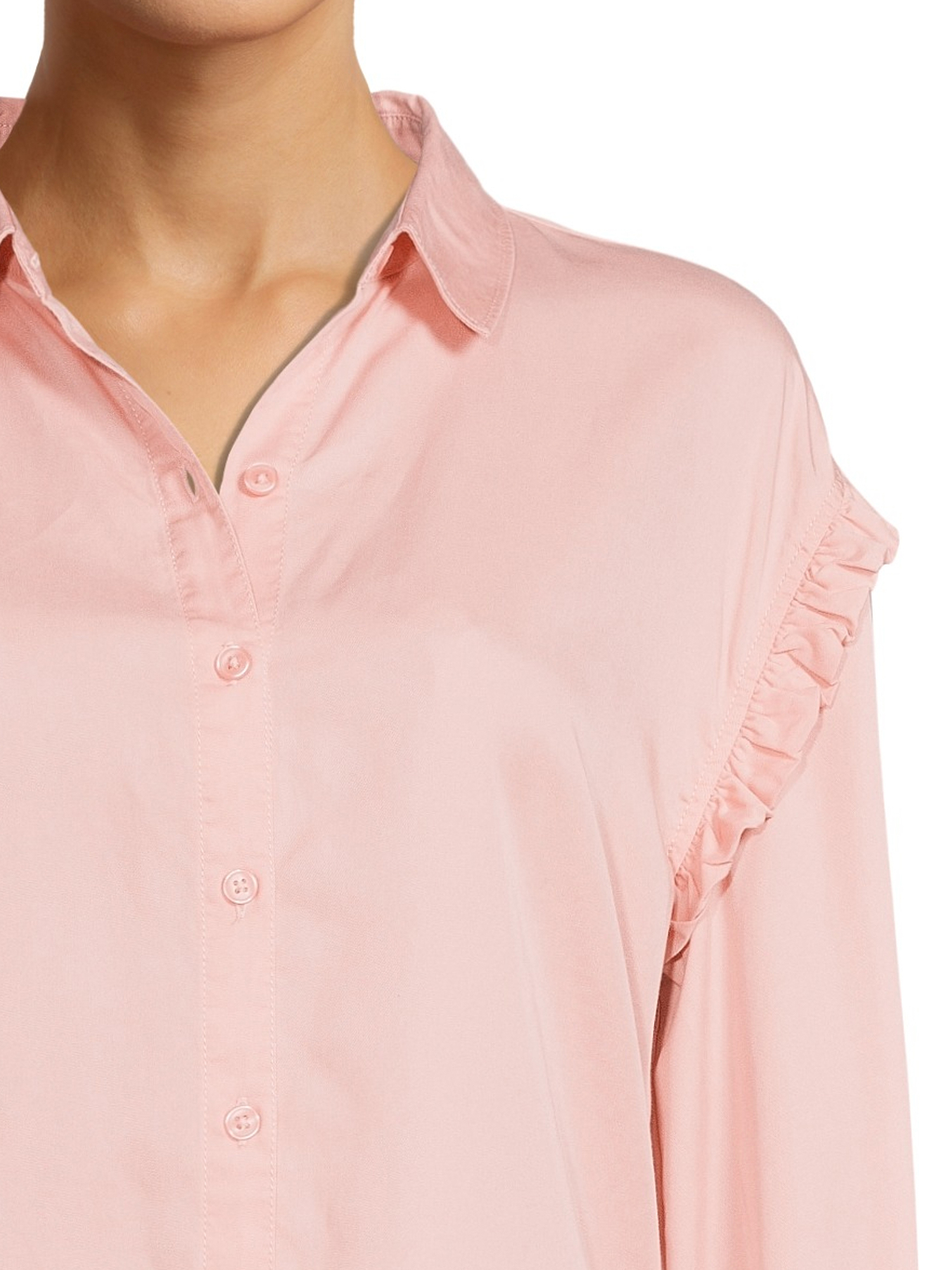 Time and Tru Women's Ruffle Sleeve Button Front Blouse - image 4 of 5