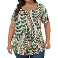 thumbnail image 2 of Aloohaidyvio Plus Size Shirts for Women,Women's Soft Flower Pleated T Shirts Summer Short Sleeve Round Neck Casual Tops 2024 Trendy Loose Basic Tee Blouse, 2 of 4