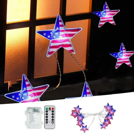 

Mishuowoti Independence Day Lamp Led Day Decorative Independence String Wire Flag Shaped Copper Light Housekeeping & Organizers