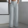 thumbnail image 2 of Npasoilc High Waist Elastic Wide Leg Pants for Women Straight Pleated Casual Trousers with Pockets,Gray, 2 of 9