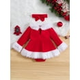 thumbnail image 4 of 2Pcs Newborn Baby Girl Christmas Clothes Long Sleeve Belted Romper Dress + Headband, 4 of 9