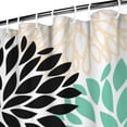 thumbnail image 4 of Small Stall Narrow Shower Curtain 36"W x 72"L – Tropical Bohemian Leaves, Mid-Century Abstract Boho Botanical Bathroom Decor, Vintage Floral Palm Leaf Pattern, Rustic Tribal Folk Style, 4 of 5