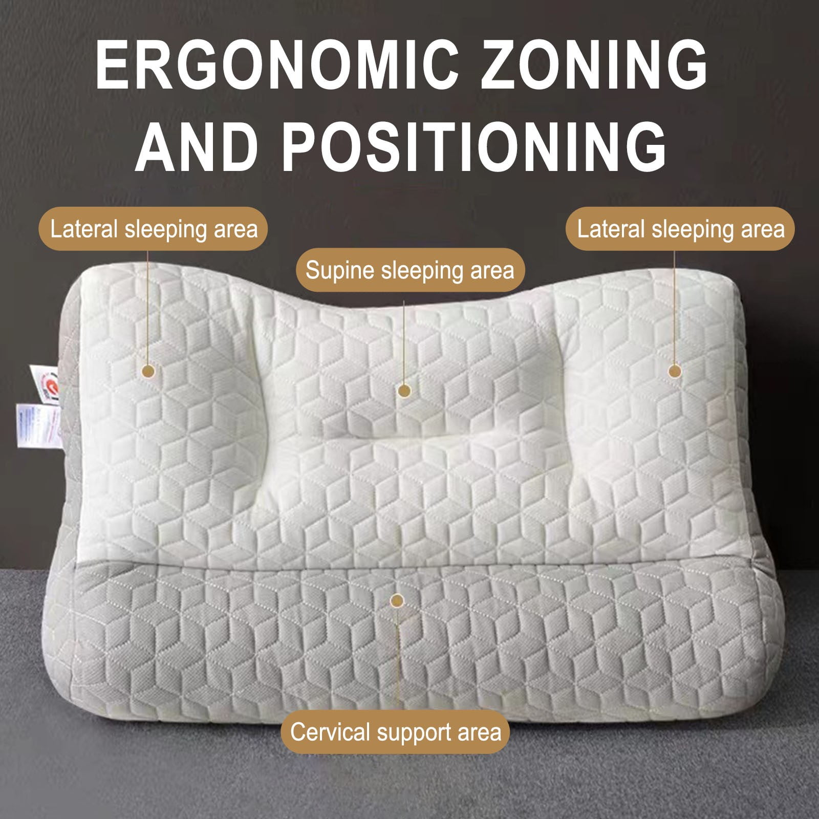 WZXPWT Reverse Traction Cervical Pillow, Memory Foam Neck Support Pillow, Ergonomic Sleep Aid Pillow, Washable Breathable Dormitory Pillow