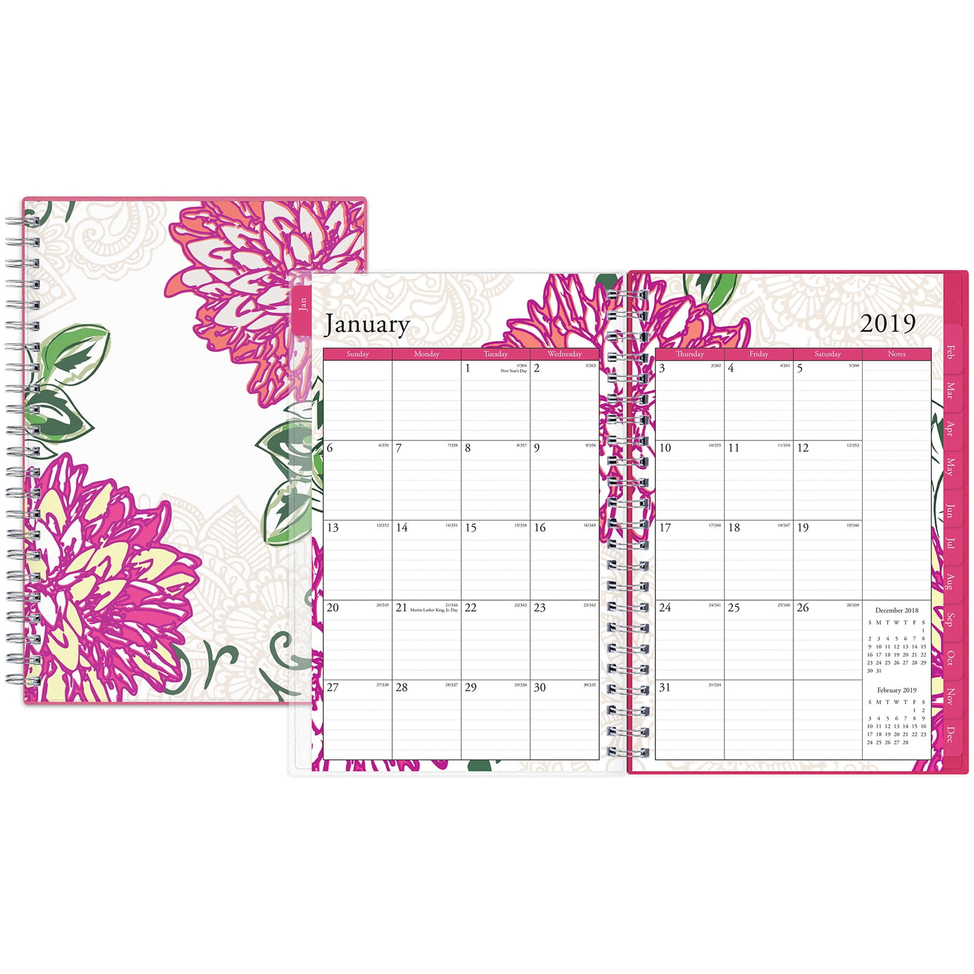 Blue Sky Dahlia Small Weekly/Monthly Planner, Multicolor
