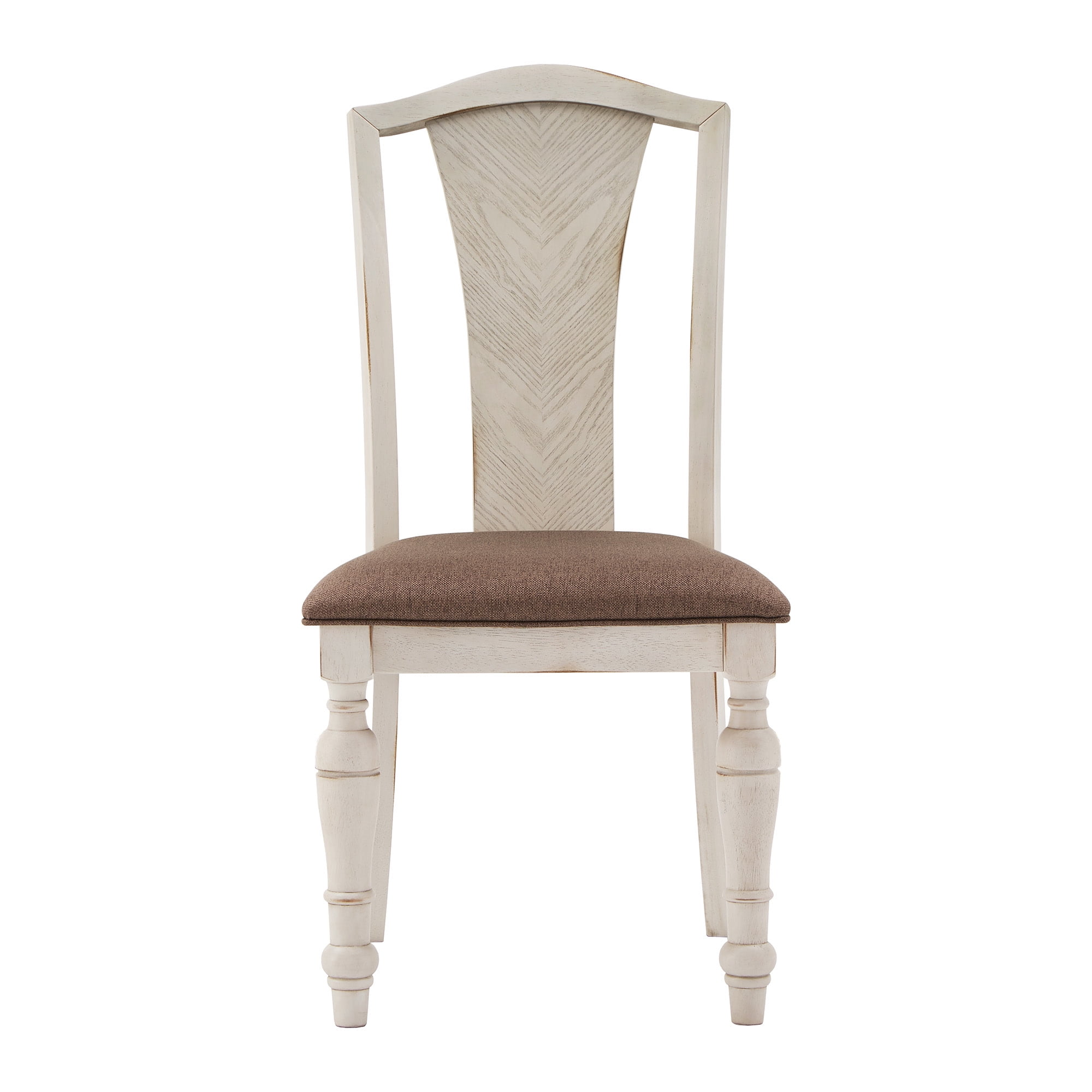 Weston Home Gueret Slat Back Solid Wood Dining Chairs, Set of 2, Dark Brown/Antique White
