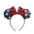 thumbnail image 4 of Diadema de Mickey con lazo de lentejuelas y lunares rojos y ondas, accesorios para el cabello de Mickey Mouse, horquilla Paradise Play, ropa cómoda, 4 of 6