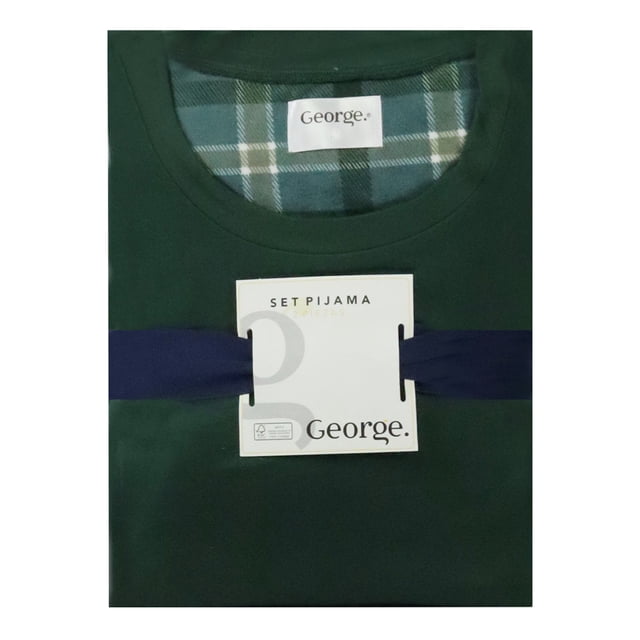 Pijama George para Hombre, Manga Larga Verde Talla EG, 2 Piezas