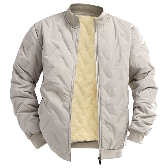 KeShDi Mens Rain Jacket Work Jackets for Men's Vintage Warm Solid Color Zipper Pocket Long Sleeved Casual Jacket Gray XL