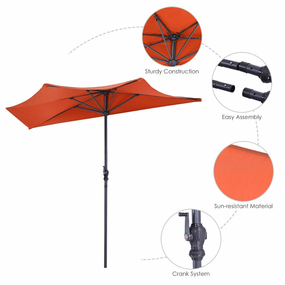 Aimee Lii 9Ft Patio Bistro Half Round Umbrella, Table Umbrella Outdoor Patio, Orange Aimee Lii 9Ft Patio Bistro Half Round Umbrella, Table Umbrella Outdoor Patio, Orange