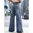 thumbnail image 6 of Women Wide Leg Jeans High Waisted Wide Leg Stretchy Trendy Button Denim Pants  S, 6 of 10