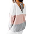 thumbnail image 3 of DYMADE Women Colorblock Round Neck Long Sleeve Loose Soft T-shirt, 3 of 4