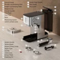 thumbnail image 7 of Auseo 20 Bar Espresso Machines, Espresso Coffee Maker with Milk Frother Steam Wand, 1.4L Removable Water Tank, Nespresso Capsules Compatible & Ground Coffee, Silver, 7 of 7