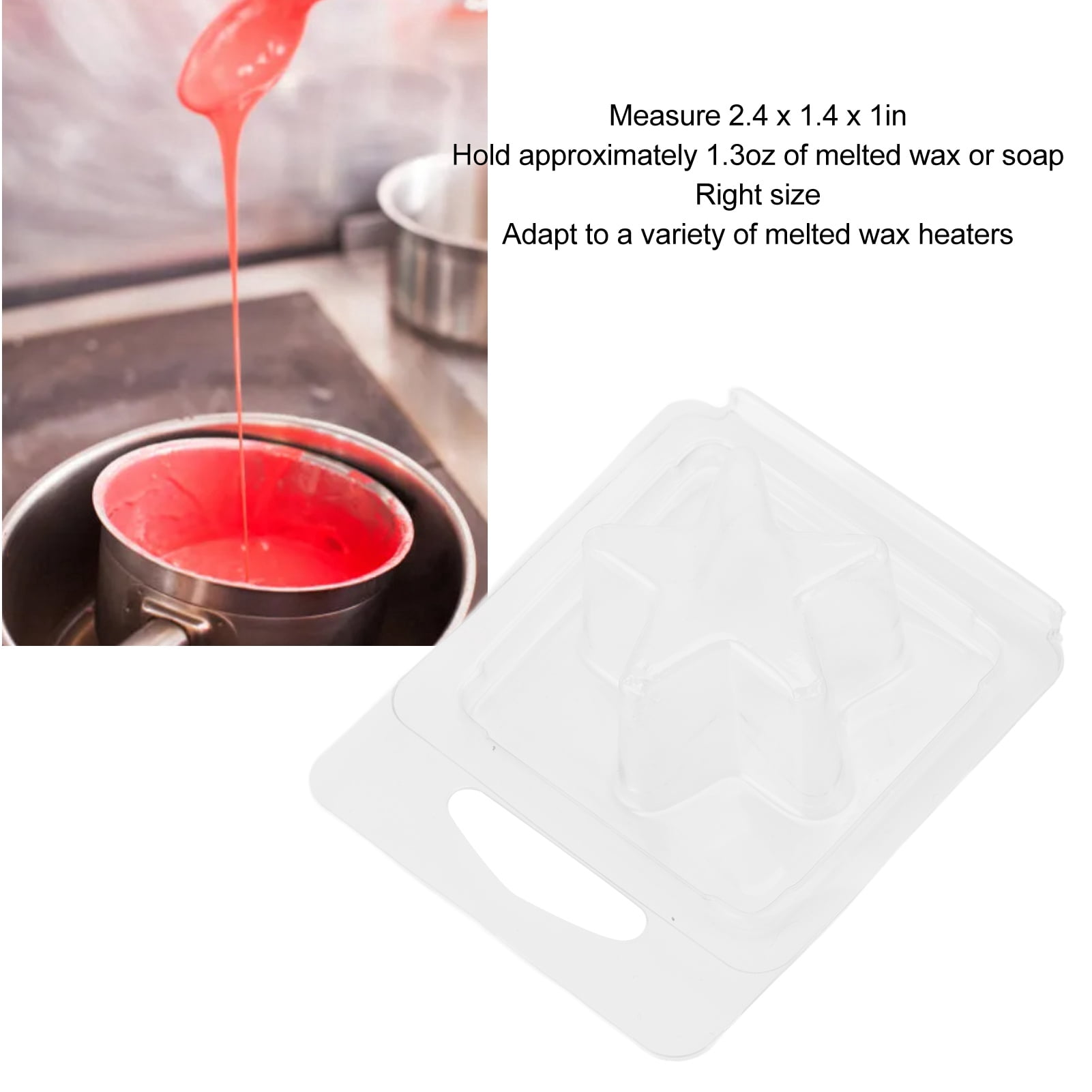 Riousery 100 Packs Five Pointed Star Shaped Wax Melt Clamshell Molds Containers Clear Plastic Tray for Wickless Tarts Candle Making Premium Supplies