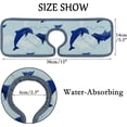 thumbnail image 4 of 3 Pcs SKYSONIC Faucet Absorbent Mat Dolphins Couple in The Sea Washable Counter Drying Pads Behind Faucet for Kitchen Bathroom, 4 of 7