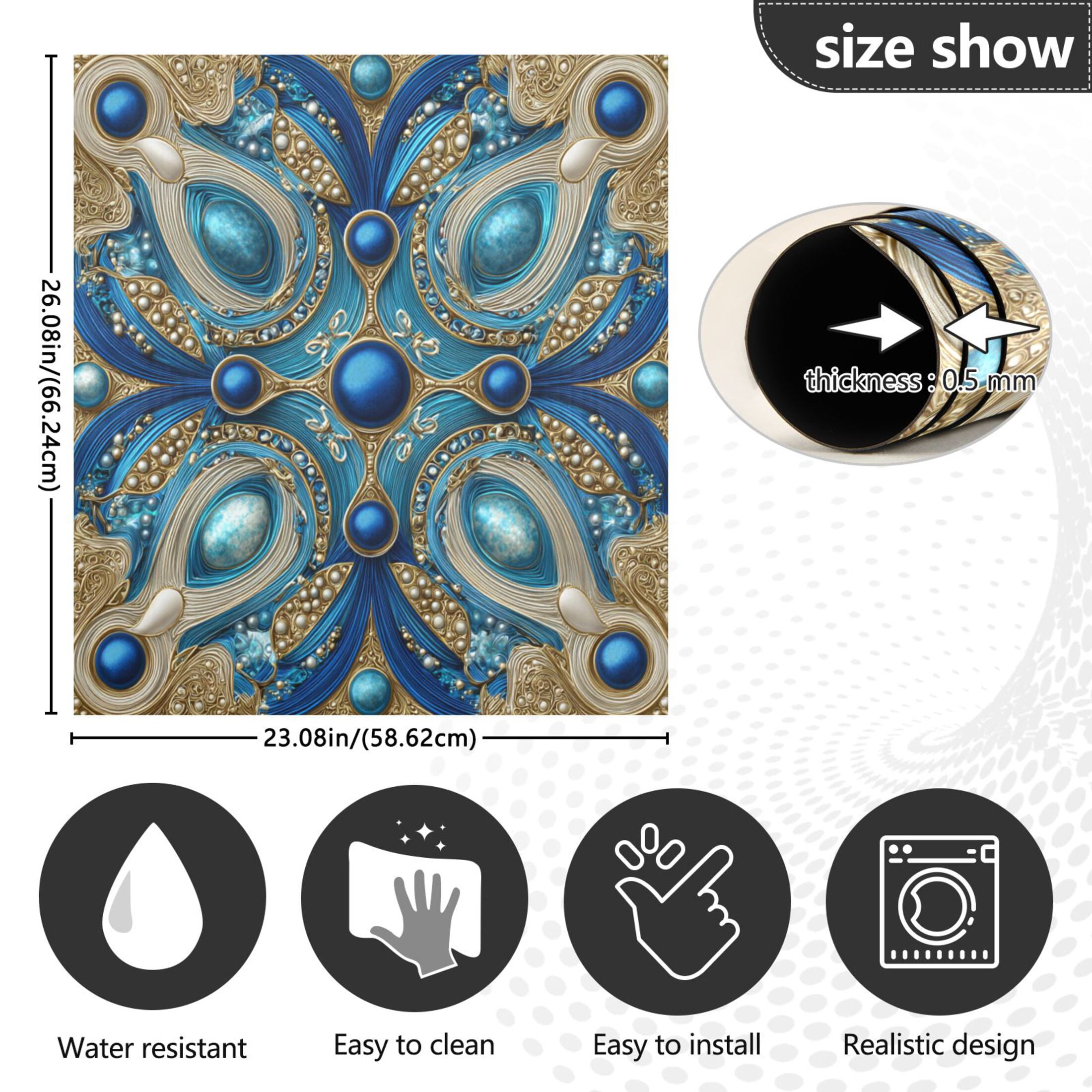 Dishwasher Magnetic Refrigerator Magnet Cover Sticker Home Decorative 23"x26" Blue Agate