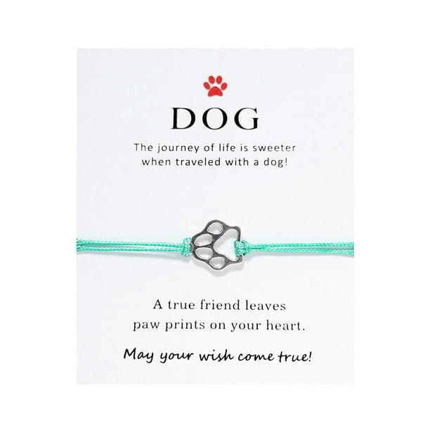 Trenza de alambre encerado pulsera ajustable Pushpull perro DOG bendición tarjeta pulsera