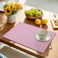 thumbnail image 3 of Pink Placemats Set of 2, Farmhouse Burlap Placemats for Dining Table, Solid Pink Color Place Mats for Kitchen Tabletop, Modern Linen Texture Waterproof Wipeable Dining Table Mats Set, 3 of 8